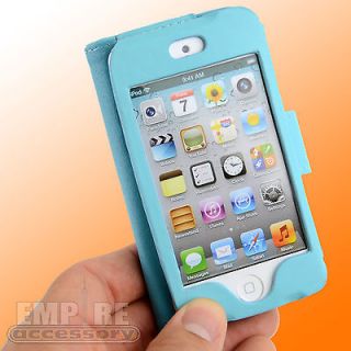LEATHER FOLDING CASE LCD BUNDLE FOR APPLE IPOD TOUCH iTouch 4G 4th Gen