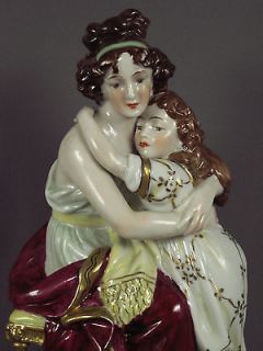 Antique German Kister Porcelain Lady Girl LeBrun w Daughter Dresden