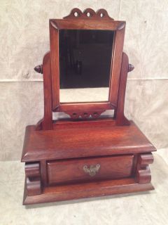 Antique Shaving Vanity Mirror on Large Stand with Drawer