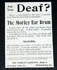 1902 OLD MAGAZINE PRINT AD, MORLEY EAR DRUM, NEW HELP FOR THE EAR, ARE