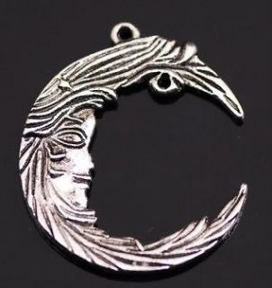 Silver Toned Beautiful Goddess of the Moon Pendant Wicca Amulet USA