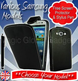 BLACK FLIP MAGNETIC LEATHER CASE COVER POUCH FOR SAMSUNG MOBILE PHONES