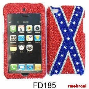 REBEL FLAG DIAMOND BLING PHONE COVER APPLE IPOD ITOUCH 4 ACCESSORY