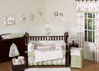 CHIC PINK FLOWER 9p BABY GIRL CRIB BEDDING COMFORTER SET COLLECTION