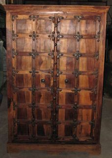Solid Old World Gothic In Home Bar Cabinet Armoire w/ Iron Accents