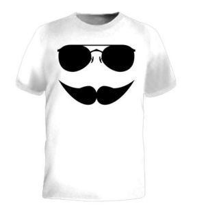 Aviators & Mustache Face Sun Glasses Funny Cool T Shirt