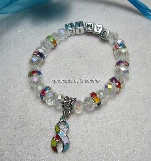 Autism Aspergers Awareness crystal bracelet ribbon charm can be