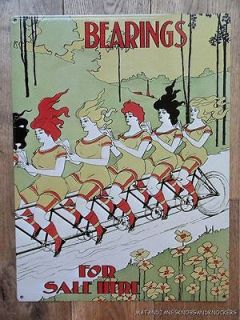LARGE ART DECO STYLE BEARINGS FOR SALE HERE GIRLS ON BIKE METAL WALL
