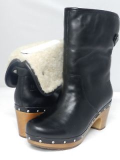 NEW WOMEN UGG BOOT LYNNEA BLACK LEATHER 100% AUTHENTIC IN ORIGINAL BOX