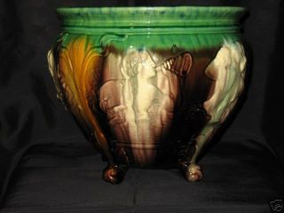 UNMARKED WELLER JARDINIERE ART NOVEAU COLORED GLAZE