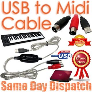 MIDI USB Cable Converter PC to Music Keyboard Piano Audio Recording