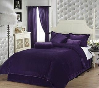 Purple Soft Velvet Comforter / Bed in a bag Set (104 X 92)   King