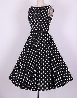 50s Audrey Hepburn Style Black White Dots Dress Size 1X