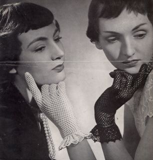 Pattern Delicate Lacy Gloves  2 Cuff Styles Very Audrey Hepburn