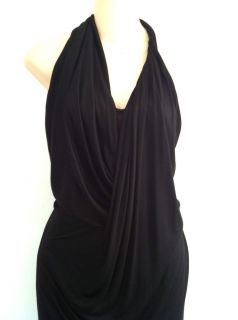 Poleci Black Modal Knit Halter Long Maxi Dress. Size S. New