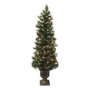 Pre Lit Potted Artificial Christmas Tree With Clear Lights