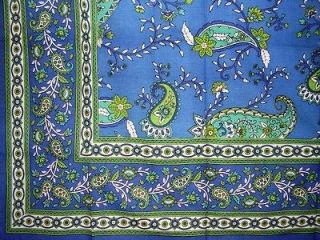 Paisley Print Tablecloth  Many Uses in Home Decor Blue 60 x 88