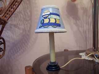 Candle Lamp with Small Paper Shade with Machine Embroidered Train Car