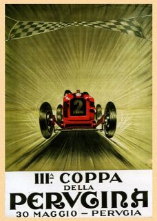 Car Race Grand Prix Coppa Perugina Italia Italy Vintage Poster Repo