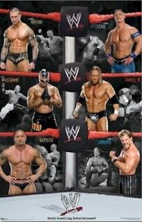 WWE WRESTLING POSTER ~ CORNER COLLAGE 22x34 John Cena Batista Mysterio