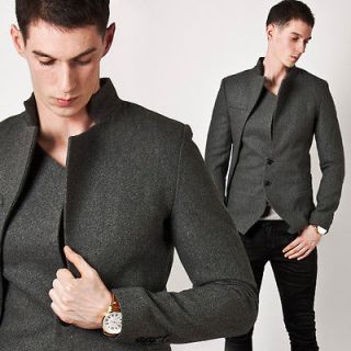 Fashion Top Mod Avant garde Unique Asymmetric Edge Wool Coat Jacket