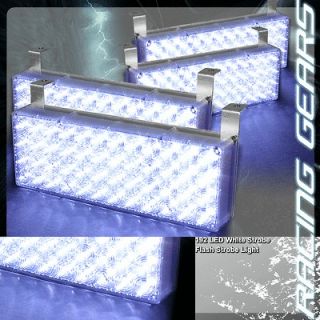 192 White LED 12v 3x Mode Deck Dash Grille Hazard Flash Strobe Lights