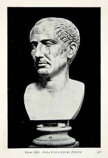 1914 Print Bust Gaius Julius Caesar Naples National Archaeological