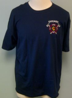 CHICAGO FIRE DEPARTMENT CROSSED AXES EMBROIDERED T SHIRT