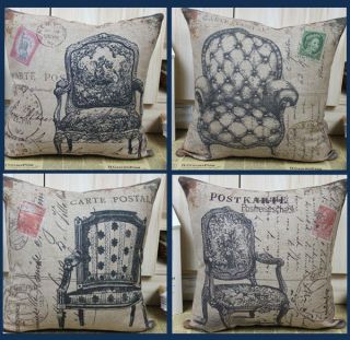 45cm x 45cm TBL017 Vintage Royal/French Chair linen fabric Cushion
