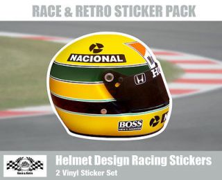 Helmet Art Ayrton Senna Vinyl Sticker   Pack of 2