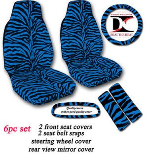 PIECE SET BLUE ZEBRA CAR SEAT COVERS WITH MATCHING ACCESSORIES