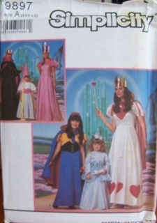 Costume Pattern 9897 Womens Girls Queen Snow White Princess XXS LG