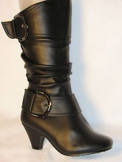 Girl PU Leather Boots with Heel (Auto 9) YOUTH