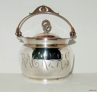 VICTORIAN CRACKER BARREL OR JAR, SILVER PLATED WITH ONEIDA QUAD PLATE