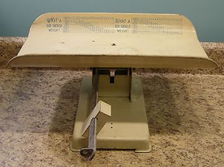 Vintage Antique Health O Meter Stork Metal Baby Scale, Sliding Weight