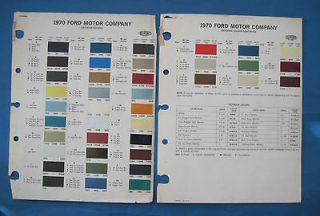1970 Ford Motor Company Dupont Exterior Colors paint chip