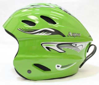 New ALLPRO Ski Snowboard Winter Sports Helmet Green Silver Alien S M L