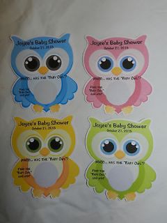 CUTE OWL BABY SHOWER PARTY FAVOR SCRATCH OFF LOTTO GAME CARD