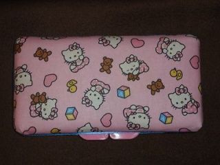 HELLO KITTY on PINK w/Hearts & Teddy Bears Baby Wipes Travel Case