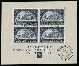 AUSTRIA 1933 WIPA MINATURE SHEET. SG CAT £5000+  US$7900 Superb Used