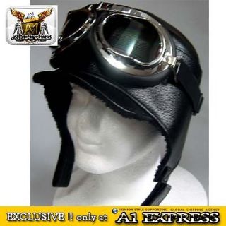 New WWII Aviator Motorcycle Biker Hat with Free Goggle