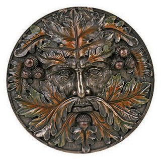 Greenman Plaque Fall Tree Face Sculpture Collectible