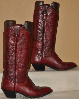red leather cowboy/western boots,burgundy ,womens 6.5 B, TX USA, EXC