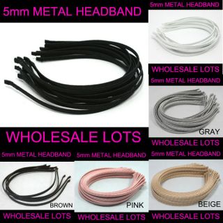 5mm METAL HEADBAND covered satin WHOLESALE LOTS HAIR BAND ACCESSORY