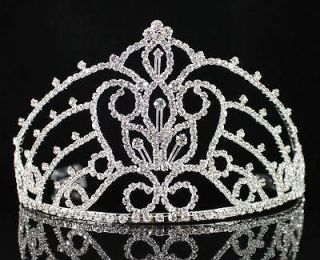 MARVELOUS AUSTRIAN RHINESTONE CRYSTAL CROWN TIARA WITH COMBS PAGEANT