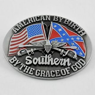 By Birth Southern By the Grace of God Mens Buckle Leather Belt