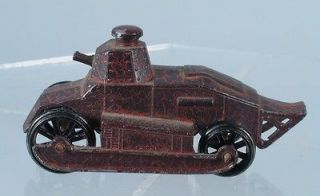 1920s Tootsietoy Renault Army Tank WWI WWII Rare Red Camouflage Paint