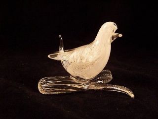 Vintage Collectible MURANO Italian Art Glass LATTICINO BIRD On Branch