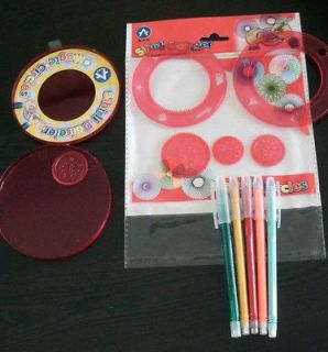 RED MAGIC CIRCLES,Spirog raph Kit and 4 colorful PEN, gift for your