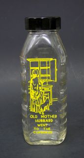 Samuel Callett Old Mother Hubbard Nursery Rhyme Baby Milk Bottle 8 oz